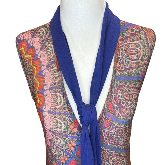 Etro - Paisley Print Sleeveless Shift Midi Dress, Neck Ties - Size 8 -US, 44 -IT - Picture 12 of 16